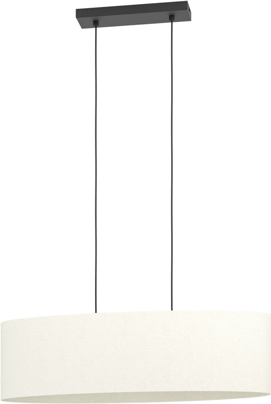 Eglo febres hanglamp - e27 - 78 cm - zwart wit - teddy stof