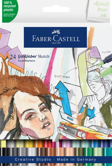 Faber-castell goldfaber sketchmarker - set 24 kleuren - alcholmarker - fc-164724