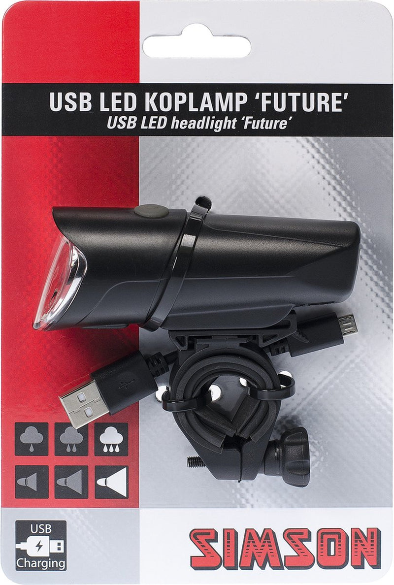 Load image into Gallery viewer, koplamp Future USB led oplaadbaar zwart
