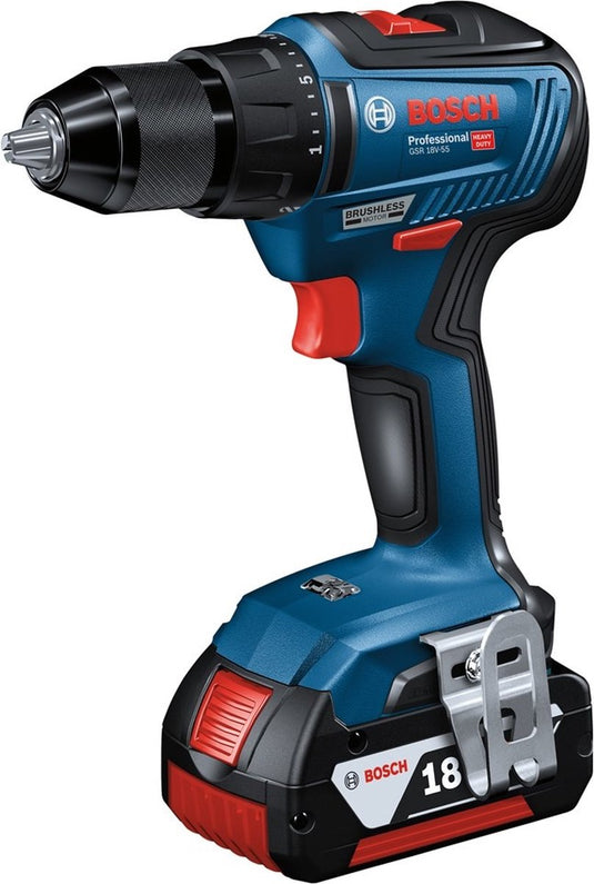 Bosch professional gsr 18v-55 accu schroefboormachine 18v 4.0ah in l-boxx - 06019h5200