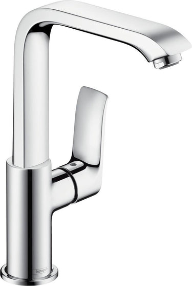 Hansgrohe metris ééngreeps wastafelmengkraan 230 hoge uitloop en push-open afvoergarnituur - voorsprong uitloop 155 mm