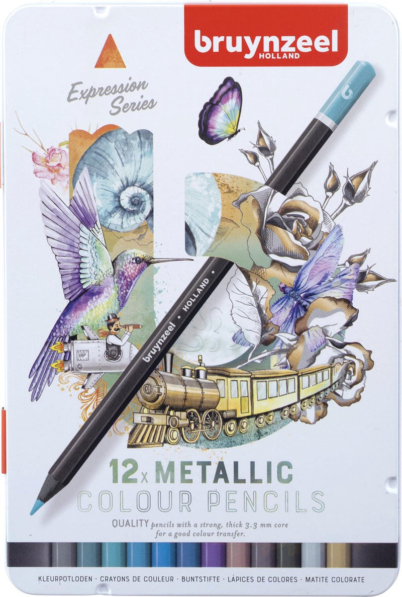 Load image into Gallery viewer, Bruynzeel expression kleurpotloden metallic tinten blik 12
