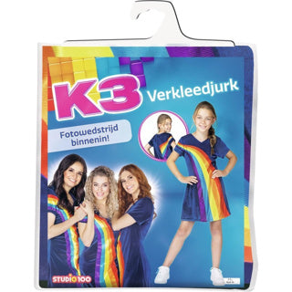 Load image into Gallery viewer, Studio 100 k3 verkleedkleding jurk regenboog blauw v
