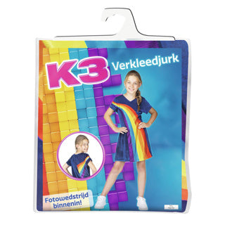 Studio 100 k3 jurk regenboog blauw 9-11 jaar