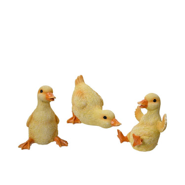 Decoris figuur eend polyresin 10x11x13,5cm 3 assorti