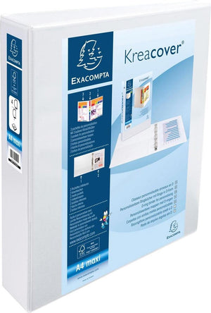 Exacompta kreacover ringband in pp met 4 d-ringen van 50mm - a4 maxi - wit - 51844e