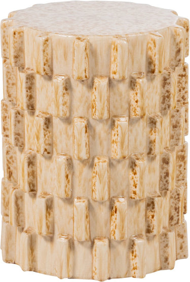 Woood axu decoratieve bijzettafel ø 35 cm - keramiek - zand - 45x35x35