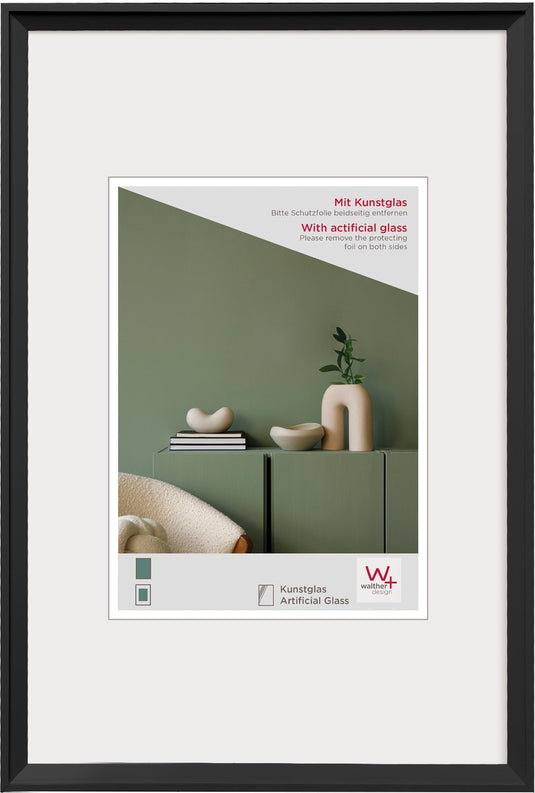 Walther desire - kunststof lijst - fotoformaat 30x40 cm - kunstglas - zwart