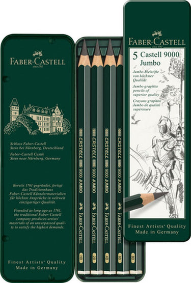 Faber-castell grafietpotlood set - serie 9000 jumbo - bliketui a 5 stuks - fc-119305