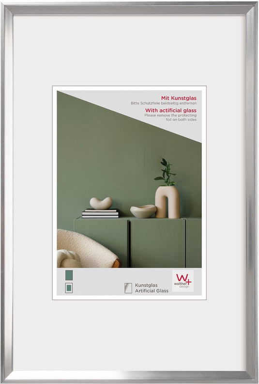 Walther desire - kunststof lijst - fotoformaat 40x60 cm - kunstglas - zilver