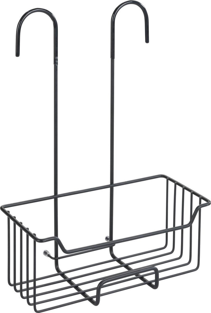 Load image into Gallery viewer, Wenko doucherek milo rvs zwart 25x36cm - zonder boren - doucherekje hangend - douchemand - douchecaddy ophangbaar
