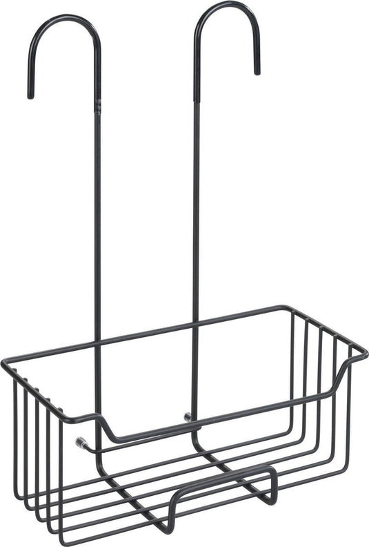Wenko doucherek milo rvs zwart 25x36cm - zonder boren - doucherekje hangend - douchemand - douchecaddy ophangbaar