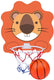Eddy toys basketbal set leeuw - basketbal set met leeuw bord en ring - kinder basketbal set met net en bal - basketbalbord voor binnen - oranje wit rood