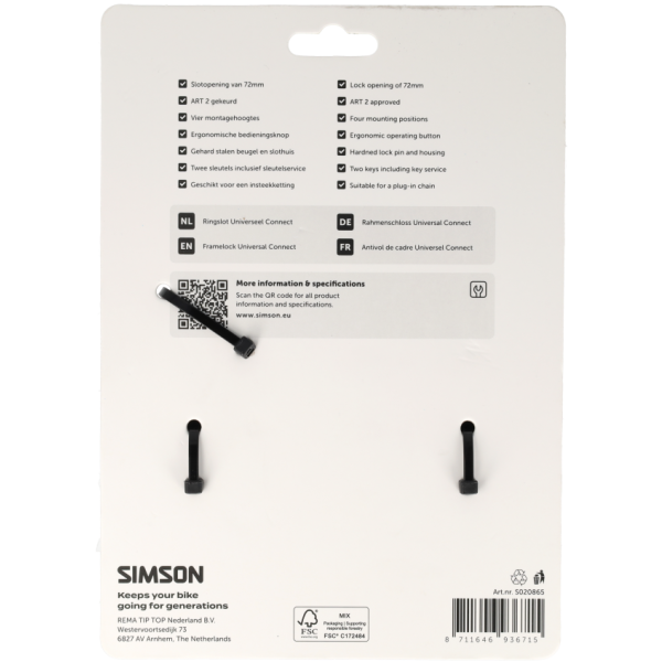 Load image into Gallery viewer, Simson ringslot universeel connect insteek 72mm art**
