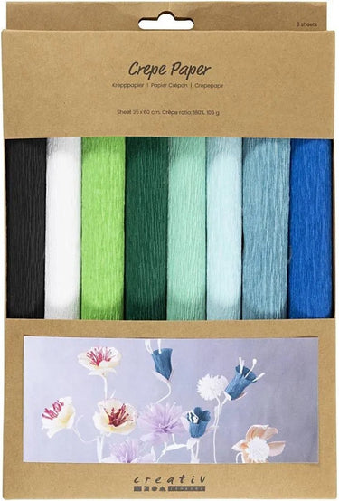 Creativ company crepepapier blauw en groen harmonie - 8st.