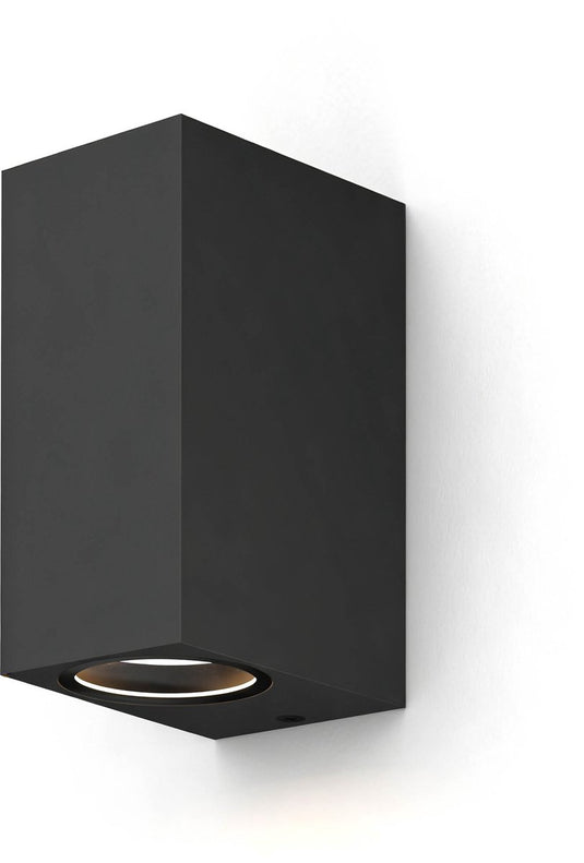 Calex wandlamp up downlight bergamo - 2x gu10 - ip54 water- en stofbestendig - geschikt voor binnen en buiten - eenvoudige installatie - rechthoek - zwart