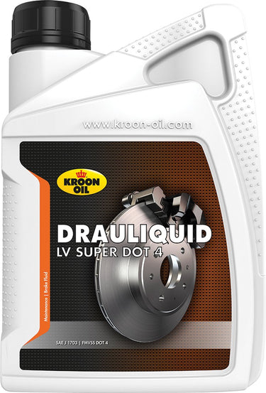 Kroon-oil drauliquid-lv super - remvloeistof dot 4 - 1 liter - transparant