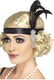 Smiffys hoofdband zwart met veren | black satin charleston headband