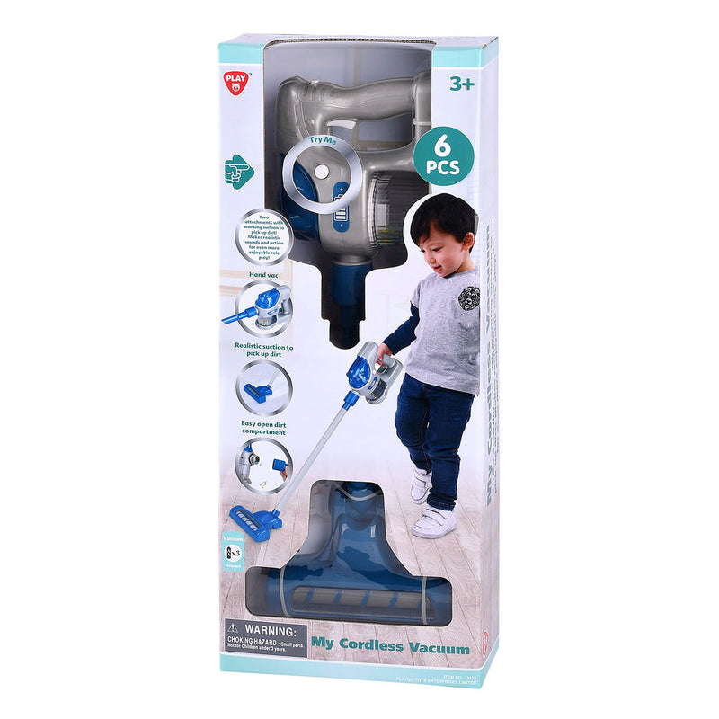Load image into Gallery viewer, Playgo draadloze stofzuiger grijs blauw - 6dlg.
