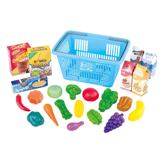 Playgo winkelmandje met boodschappen speelset - 23dlg.