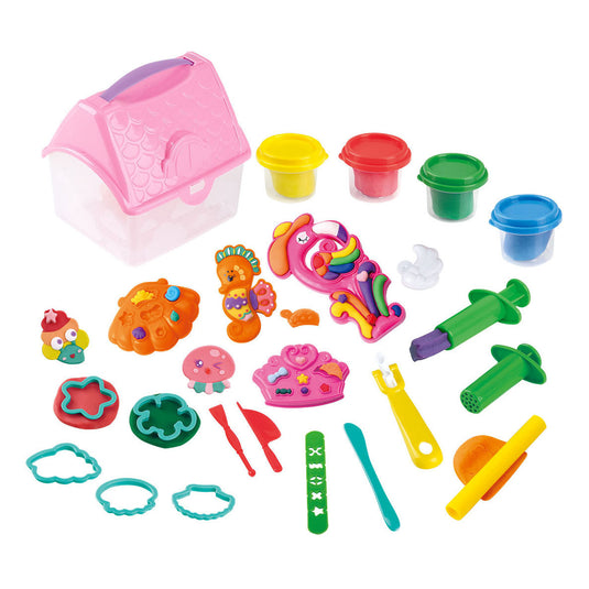 Playgo fantasiewereld kleiset in opbergdoos - 4 kleipotjes