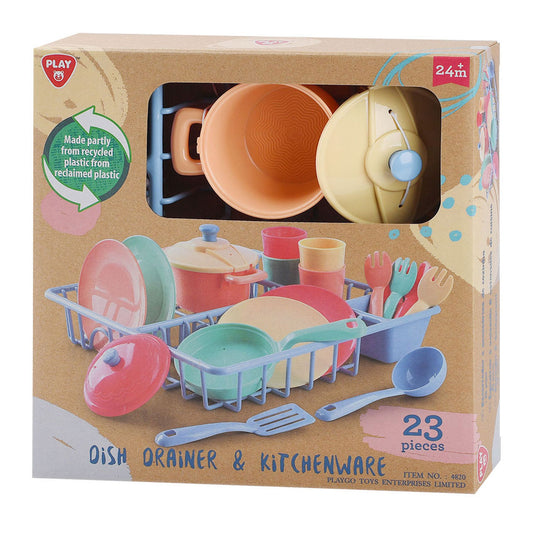 Play go wasrek met keukenaccessoires - 23dlg