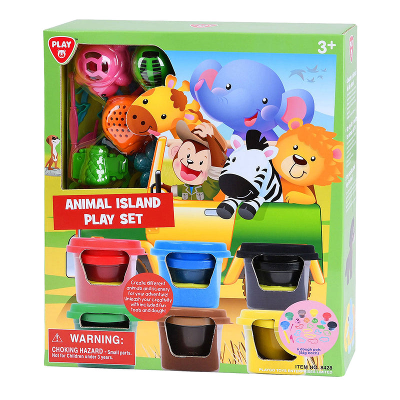 Load image into Gallery viewer, Playgo dieren eiland kleiset. 6 kleipotjes
