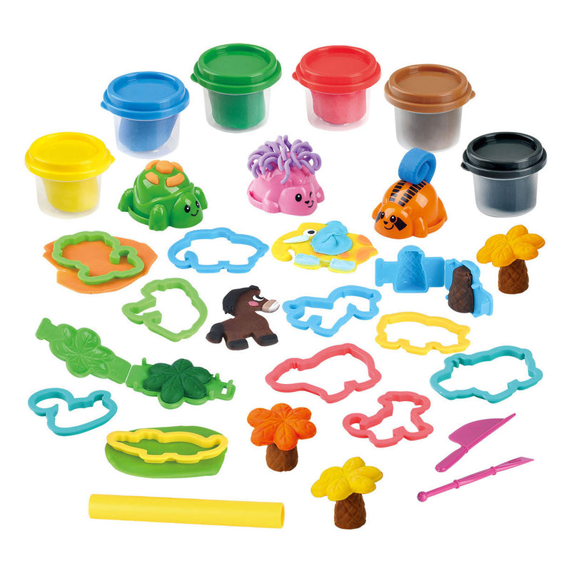 Load image into Gallery viewer, Playgo dieren eiland kleiset. 6 kleipotjes
