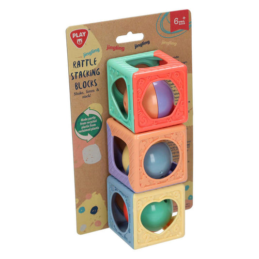 Playgo stapelblokken met rammelaar - 3dlg.