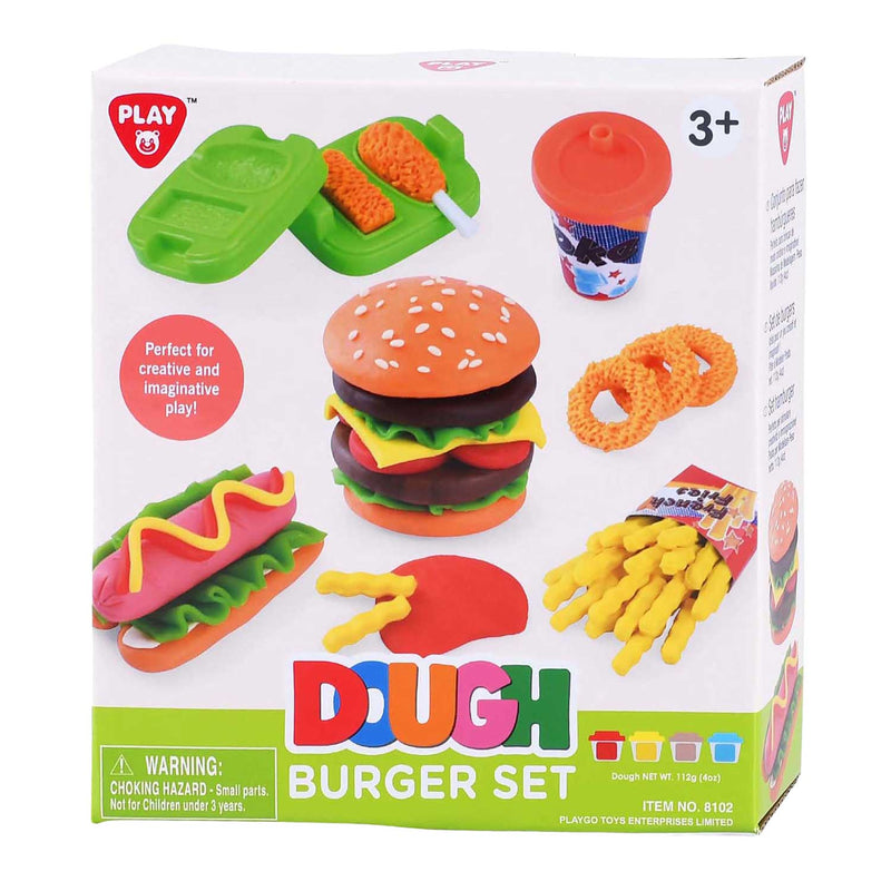 Load image into Gallery viewer, Playgo hamburger kleiset - 4 kleipotjes
