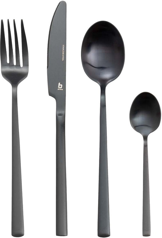 Bo-camp - industrial - bestekset - ballona - 16-delig - 4 personen - zwart