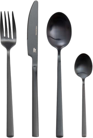 Bo-camp - industrial - bestekset - ballona - 16-delig - 4 personen - zwart