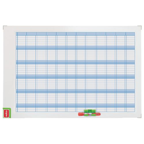 Nobo jaarplanner zonder datum performance 60x90cm wit blauw