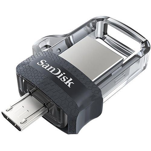 Usb-stick sandisk dual drive m3.0 for android transparant zwart