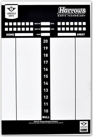Engelhart dart scorebord pvc 45 x 30 cm – herbruikbaar whiteboard – speltypes scoreverloop – dart accessoire – longfield
