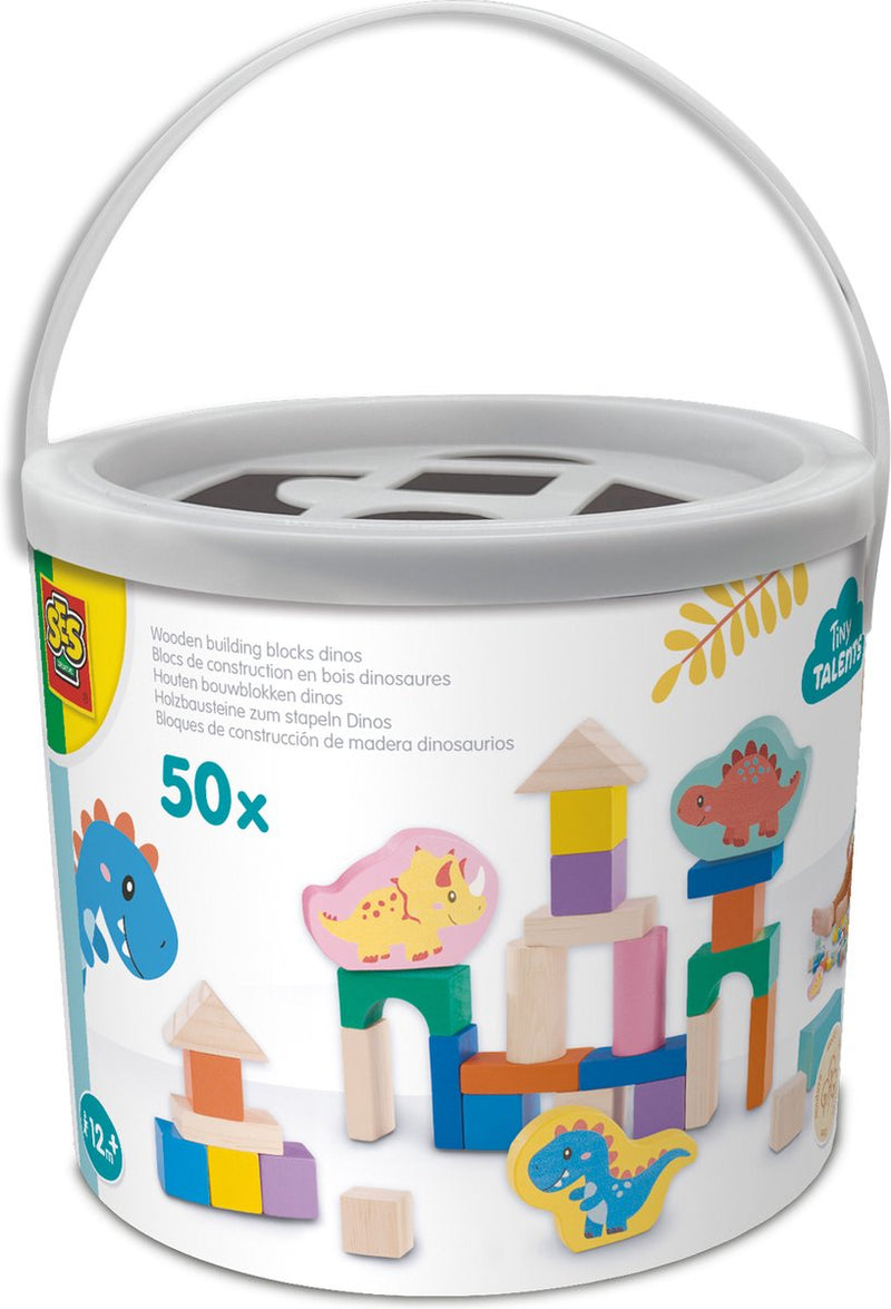Load image into Gallery viewer, Ses creative ses houten bouwblokken dino's, 50st.
