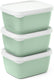 Amuse optifridge bio vershoudbakjes - 3x900ml - bioplastic bewaarbakjes met deksel - stapelbare bewaardozen - meal prep bakjes - bpa-vrije vershouddoos - groen - 122x153x120mm