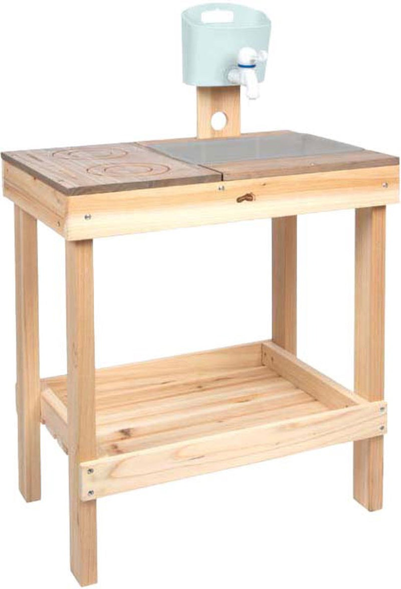 Load image into Gallery viewer, Small foot houten modderkeuken en speeltafel voor buitenplezier.
