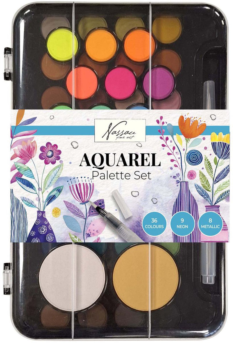 Load image into Gallery viewer, Creative craft group nassau aquarel verfset met palet - 36 kleuren
