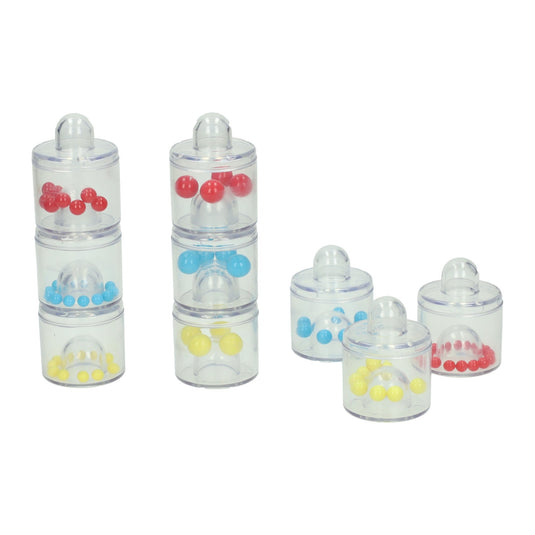 Geluids- en sorteerblokken met kralen in 3 maten - 9dlg