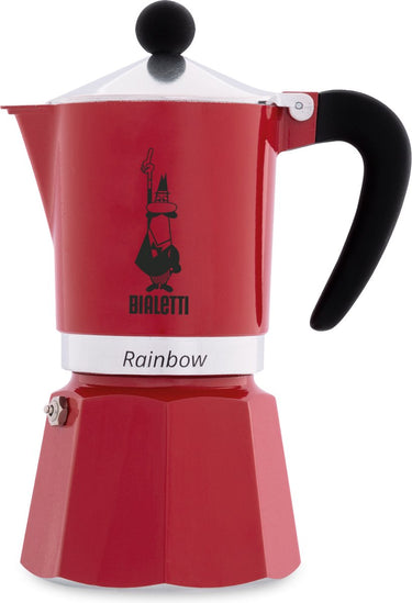 Bialetti rainbow rood percolator – 3 kops – 200 ml – authentieke italiaanse espresso maker