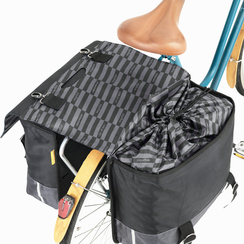 Load image into Gallery viewer, Urban Proof Dubbele Fietstas 55L Zwart Grijs - Gerecycled RPET
