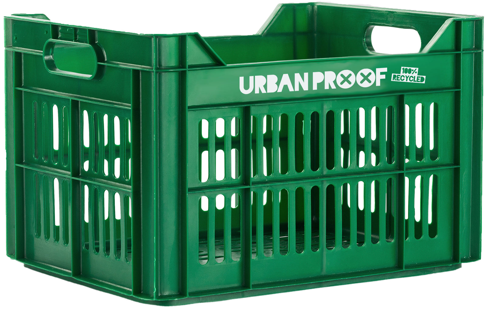 urban proof bicycle crate plastic | 30 liters | recycled polypropylene | army green | fixed mounting