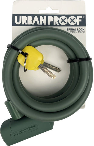 UrbanProof spiral cable lock 12mm x 150cm matt green