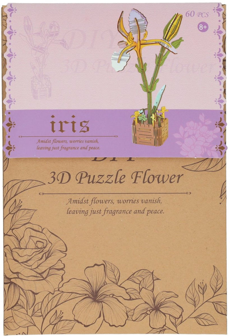 Load image into Gallery viewer, Lobbes speelgoed bv lobbes houten bouwpakket 3d iris bloemen 60-delig knutselset.
