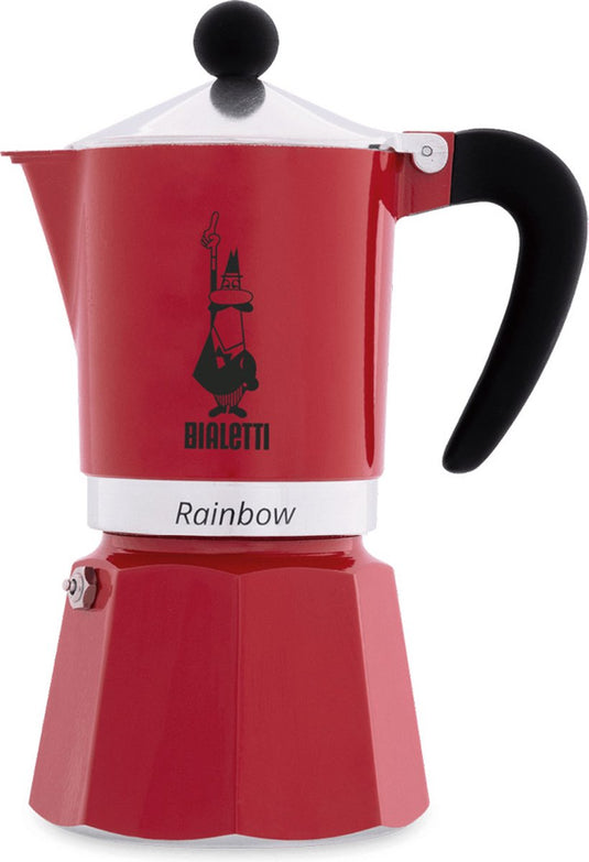 Bialetti rainbow rood percolator – 300 ml – 6 kops – italiaanse espresso maker