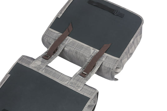 Basil Elegance dubbele fietstas, chateau taupe, gerecycled PET, Universal Bridge, 40-49L