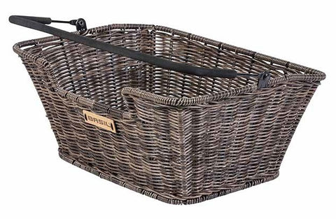 basil capri rattan look - bicycle basket - on the back - brown