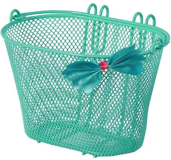 basil jasmin bow-tie - children's bicycle basket - front - mint