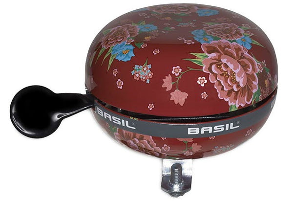 Basil Bloom - bicycle bell - 80 mm - red with flowers